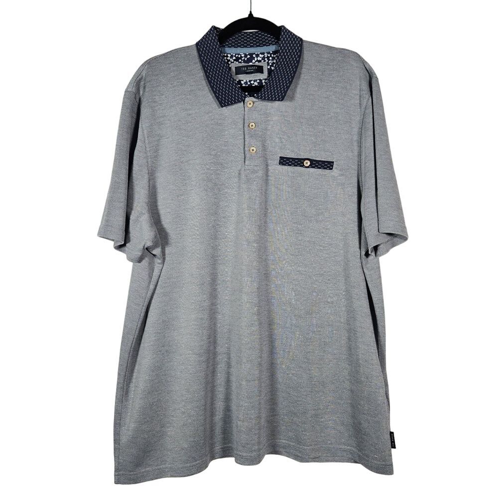 Ted Baker‎ Mens sz 7 Morrow Short Sleeve Jacquard Pocket Polo Shirt Casual Golf